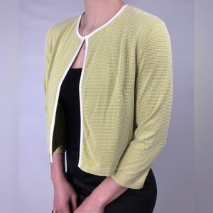 Grayse Polka Dot Cropped Cardigan Green Yellow Size S